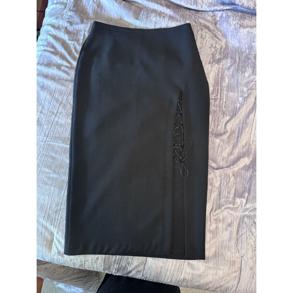 Zara Black Lace Up Midi Skirt size L